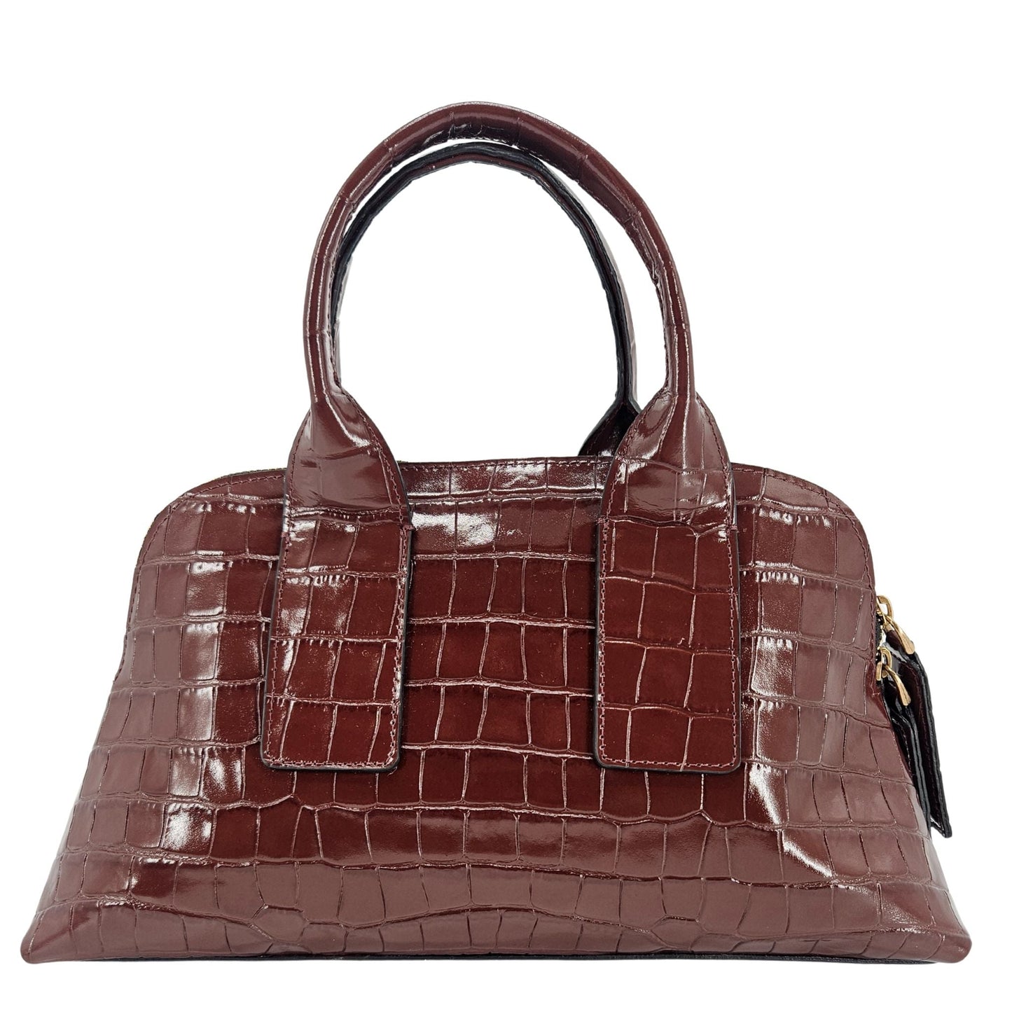Niky Mid Brown Moc Croc Leather Mini tote Bag