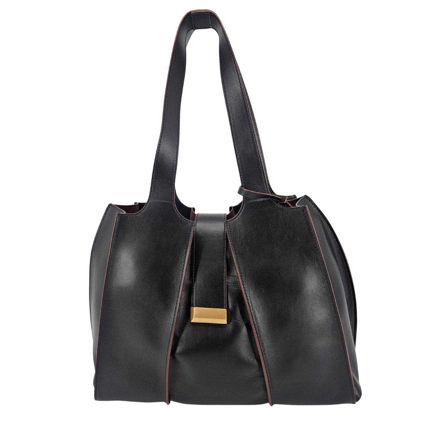 Bolsa de Ombro Eloise em Couro Preto