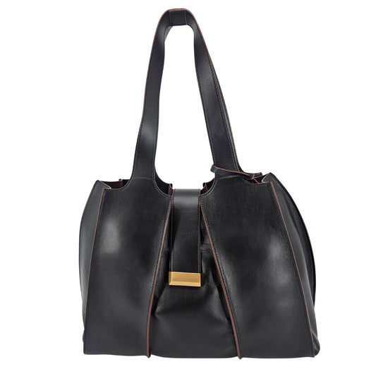 Bolsa de Ombro Eloise em Couro Preto