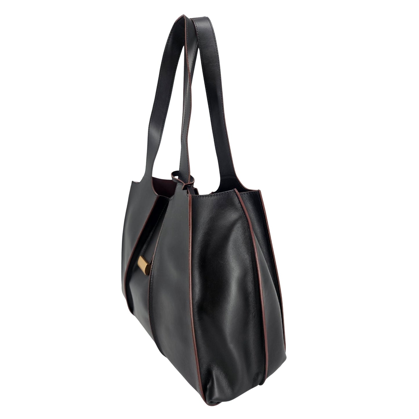 Bolsa de Ombro Eloise em Couro Preto