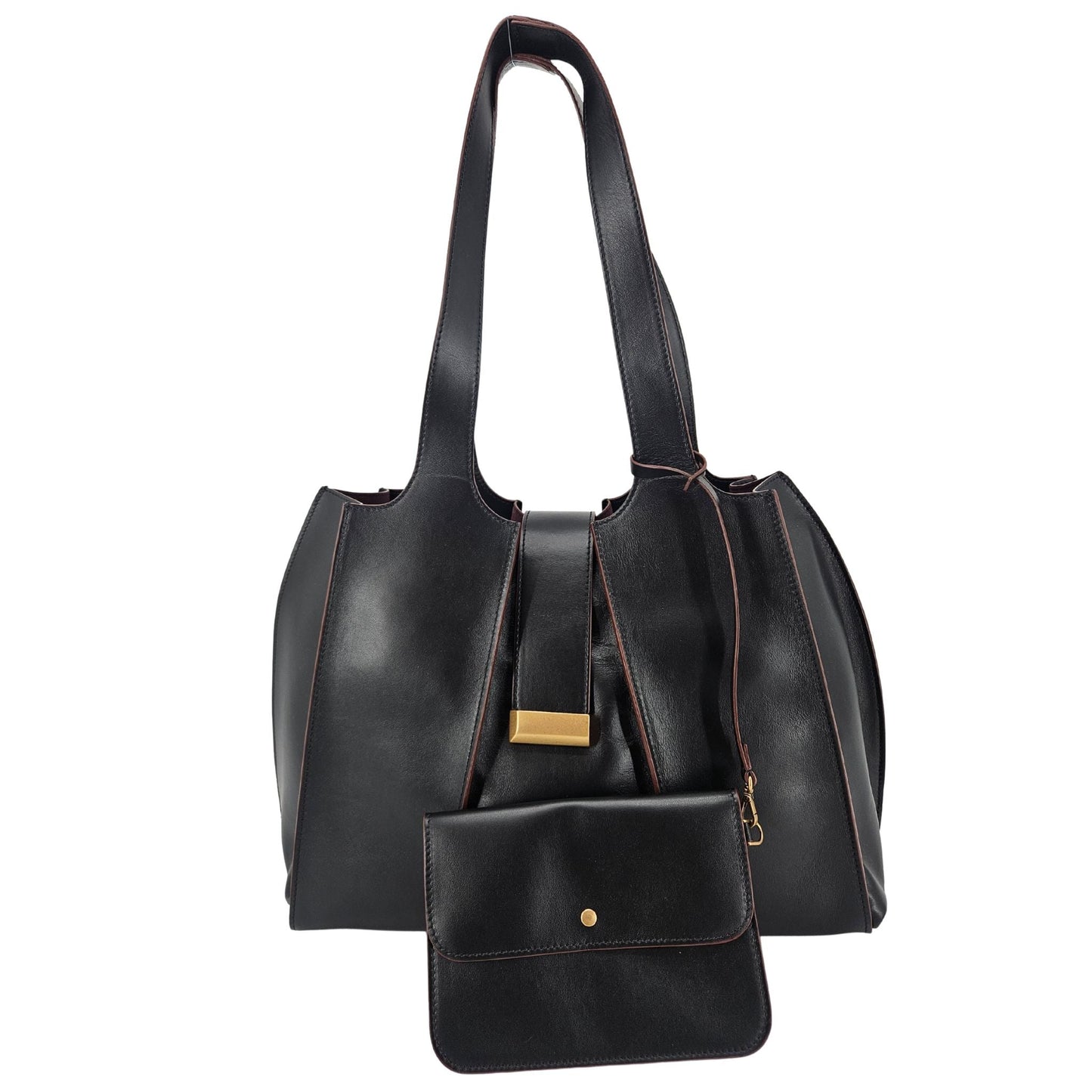 Bolsa de Ombro Eloise em Couro Preto