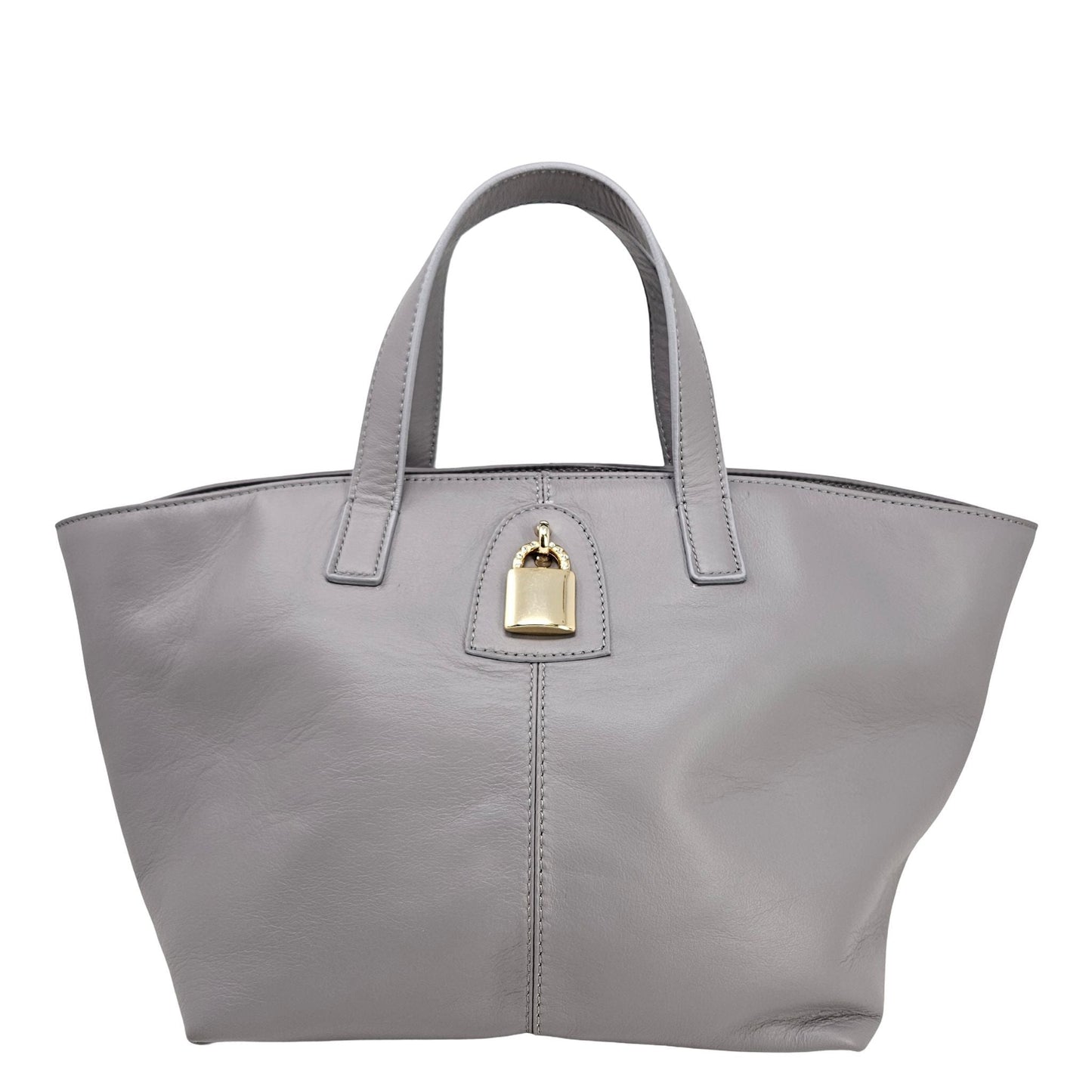 Bolsa Tote Madison Maison x Joan Hornig de Couro Cinza Claro com Fecho
