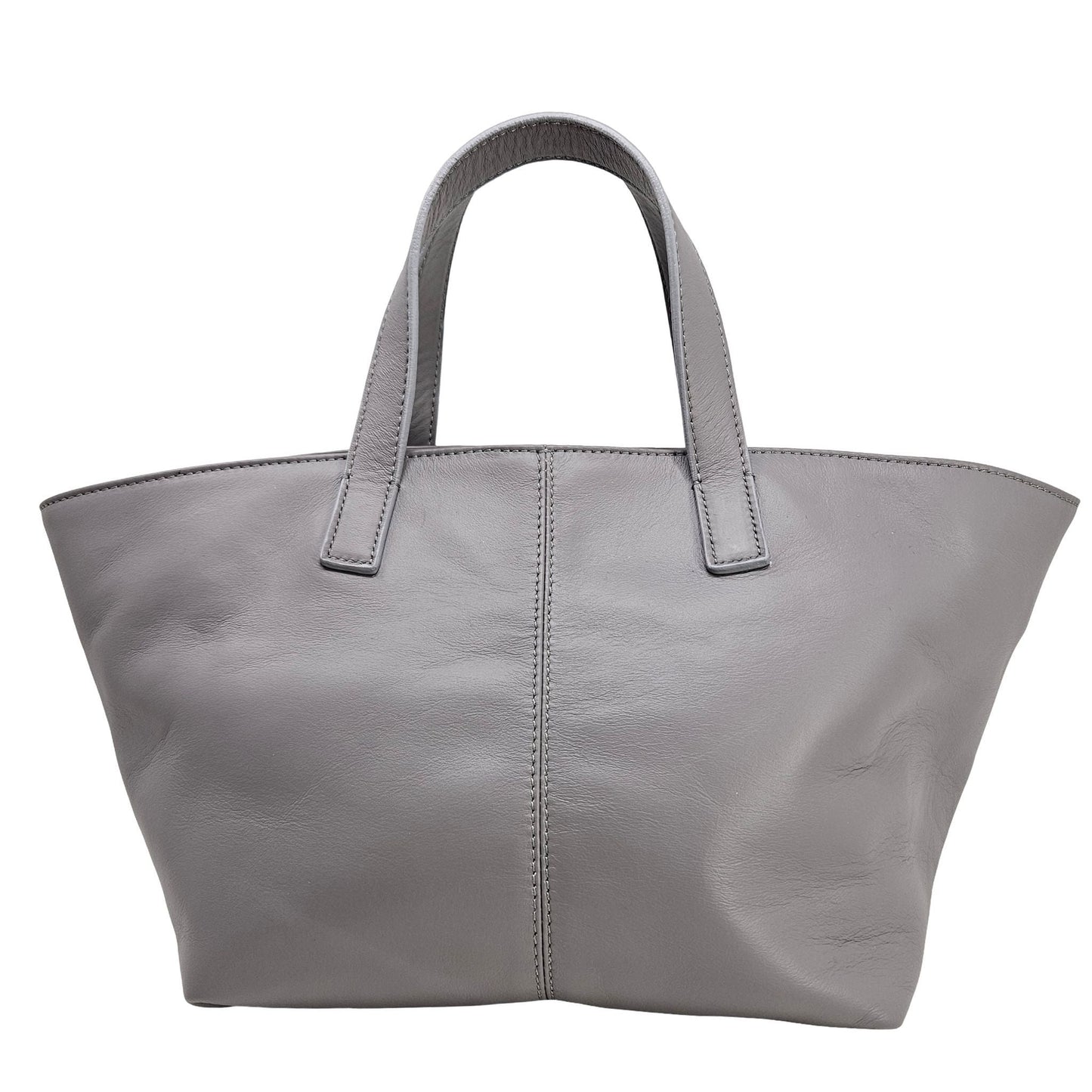 Bolsa Tote Madison Maison x Joan Hornig de Couro Cinza Claro com Fecho