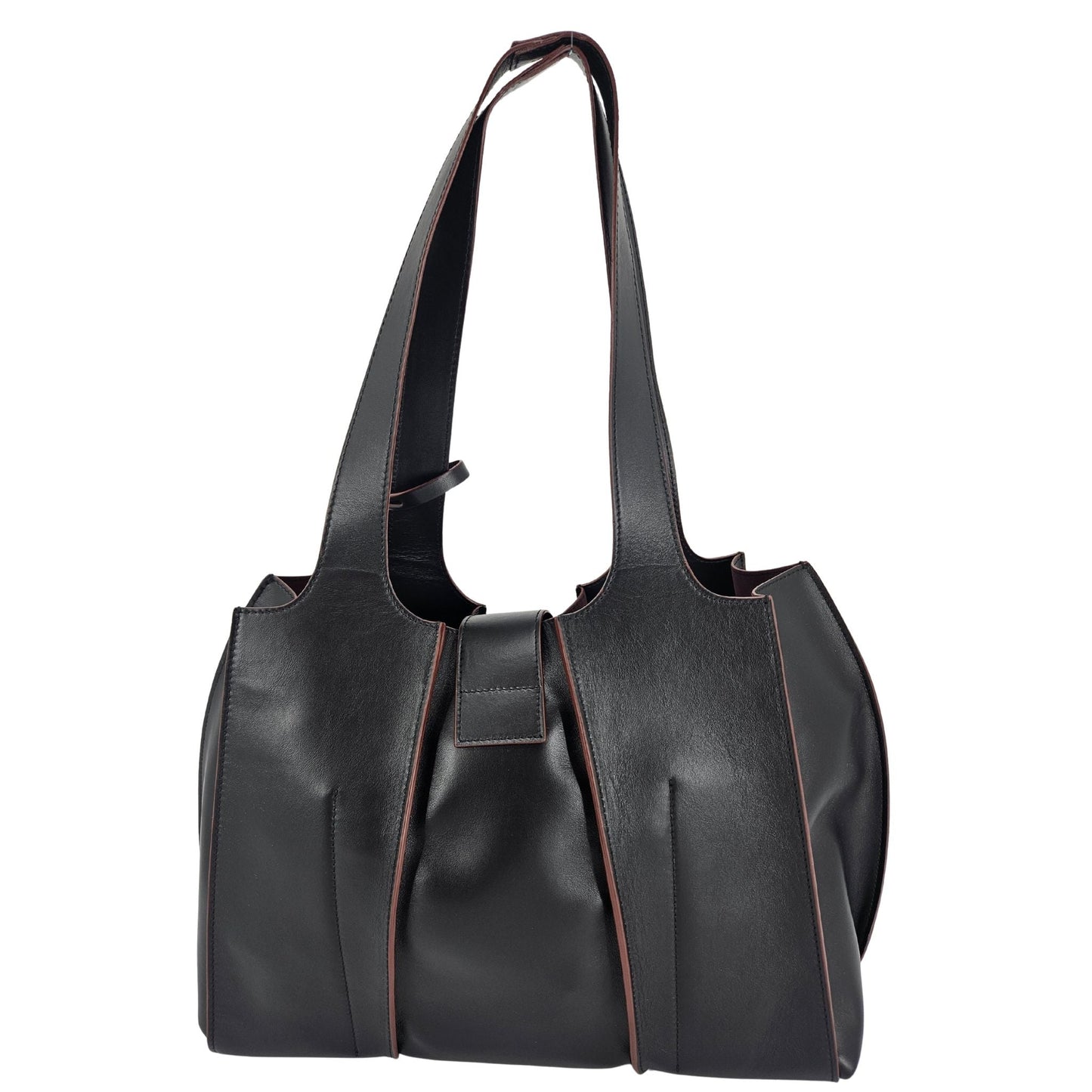 Bolsa de Ombro Eloise em Couro Preto