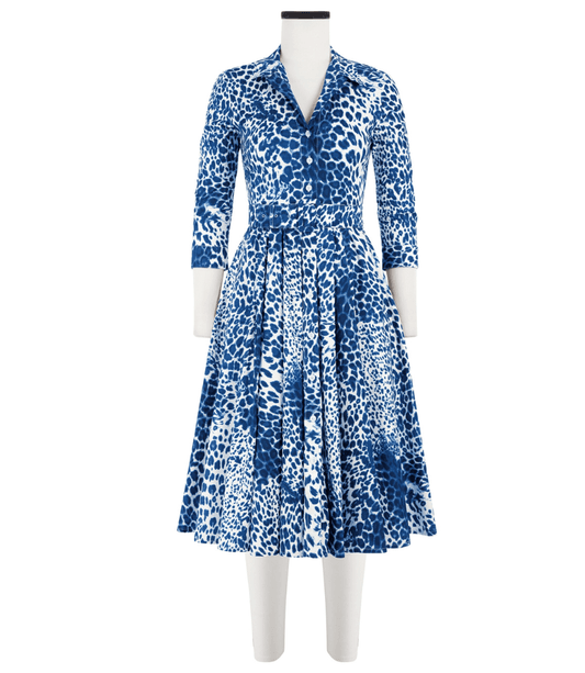 Vestido Longo Audrey #4 Branco Azul Cobalto