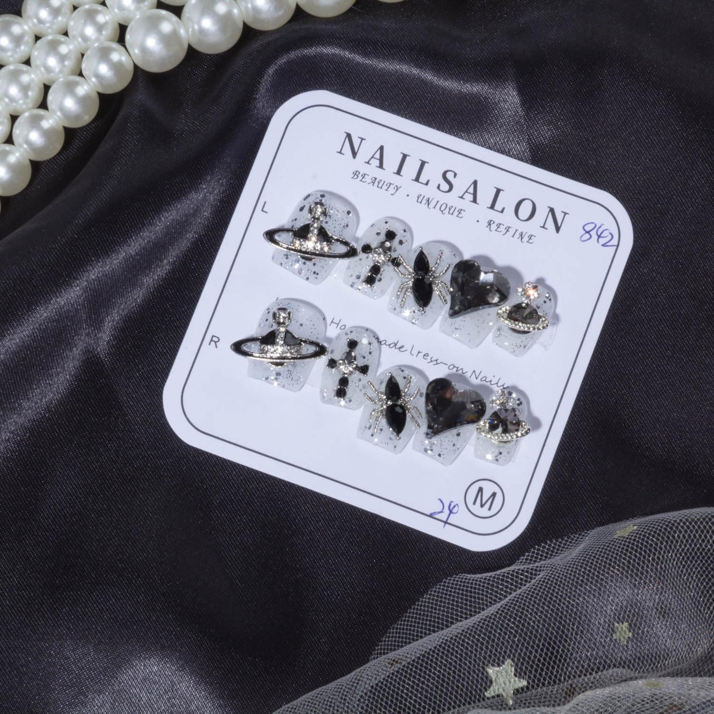 GGDDSHA Unhas Postiças Curtas, Sem Desbotamento, Encaixe Perfeito, Gel Macio, Encantos de Unhas para Mulheres, Manicure Artesanal, Gradiente, Pó de Estrelas da Meia-Noite
