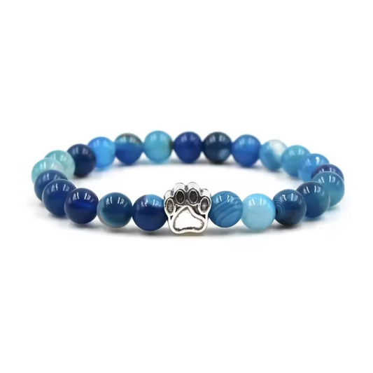 Pulseira de Berloques de Ágata Azul em Formato de Patinha PawZee