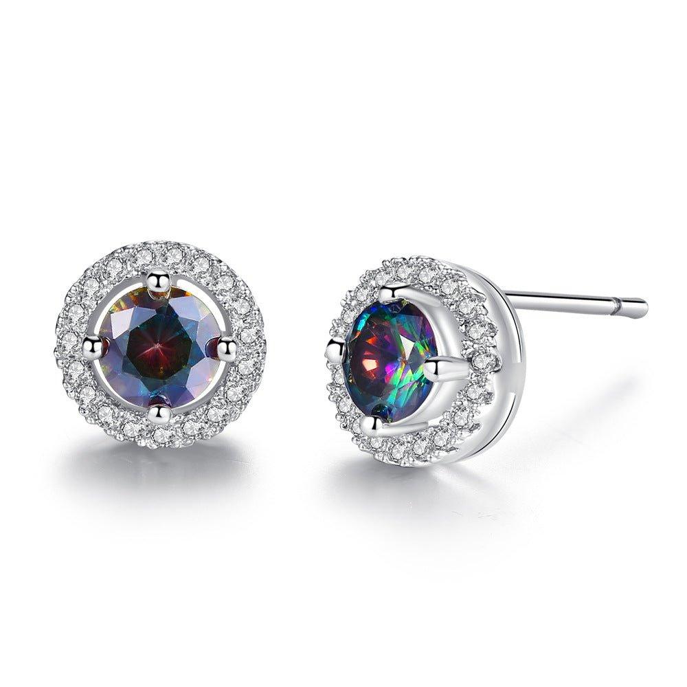 Brincos de Topázio Crystal Halo