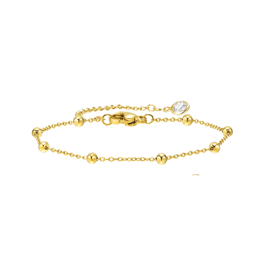 Pulseira de elos com miçangas e corrente ajustável