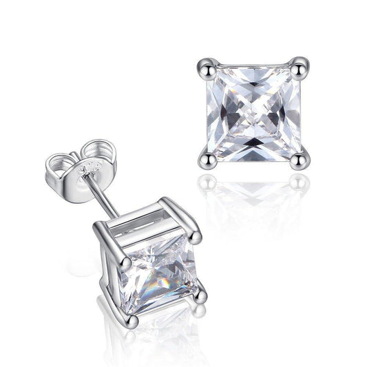 Brincos de Zircônia Cúbica de Meio Quilate com Lapidação Princesa