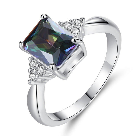 Anel de Topázio Místico 2.5 ct Lapidação Princesa