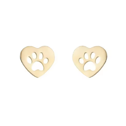 Brincos de coração vazado com patinha - Pawfect Charm