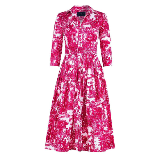 Vestido Audrey #2 Toile Antilhas Branco Rosa
