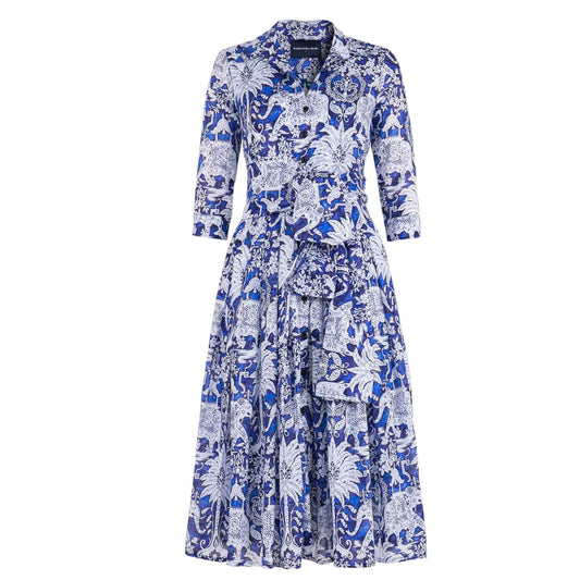 Vestido Audrey #4 Vestido Azul Cobalto Estampa Elefante