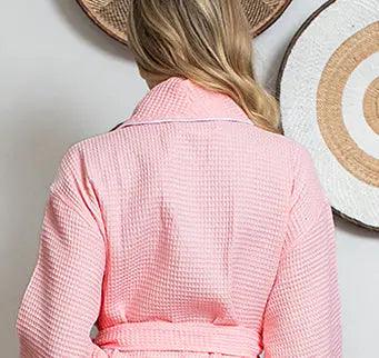 Roupão Feminino de Waffle com Acabamento Contrastante – Leve e Confortável, Estilo Spa