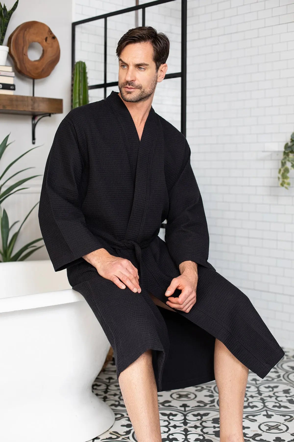 Roupão Waffle Spa para Homens - Absorvente, Leve