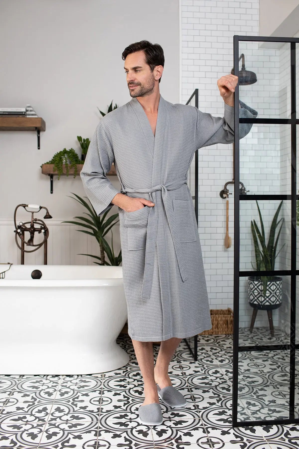 Roupão Waffle Spa para Homens - Absorvente, Leve
