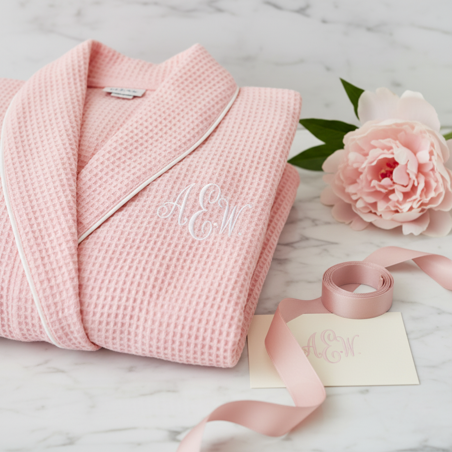 Roupão Feminino de Waffle com Acabamento Contrastante – Leve e Confortável, Estilo Spa