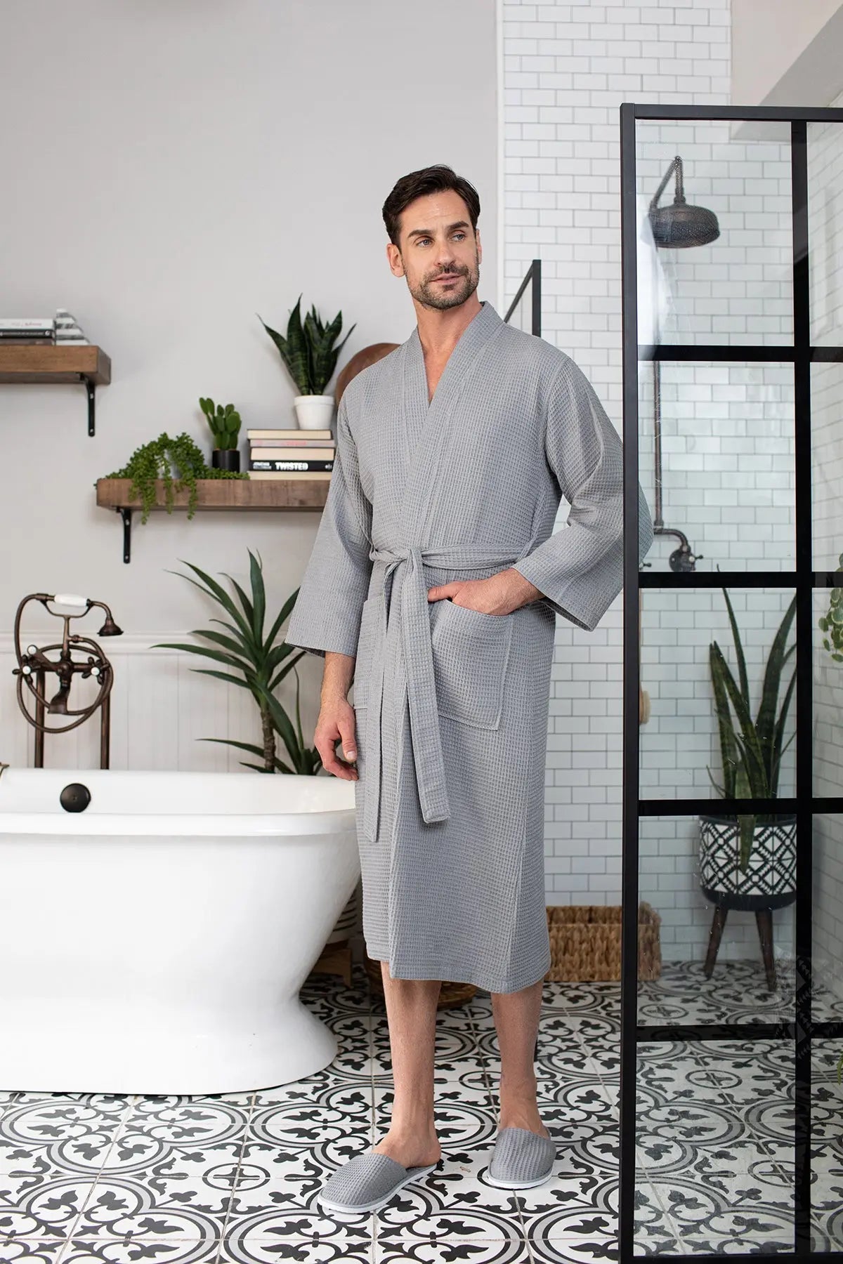 Roupão Waffle Spa para Homens - Absorvente, Leve