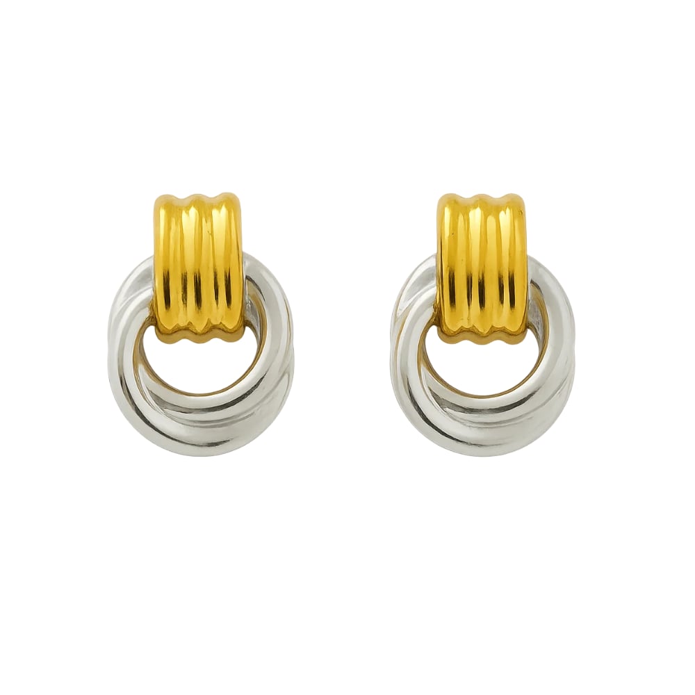 Brincos Duo de Metal Luna Link – Gotas Redondas Retrô-Chique