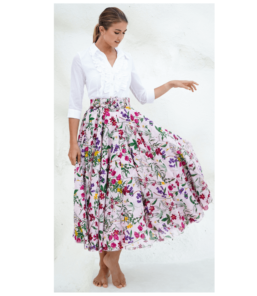 Aster Skirt Light Nude Midi Skirt