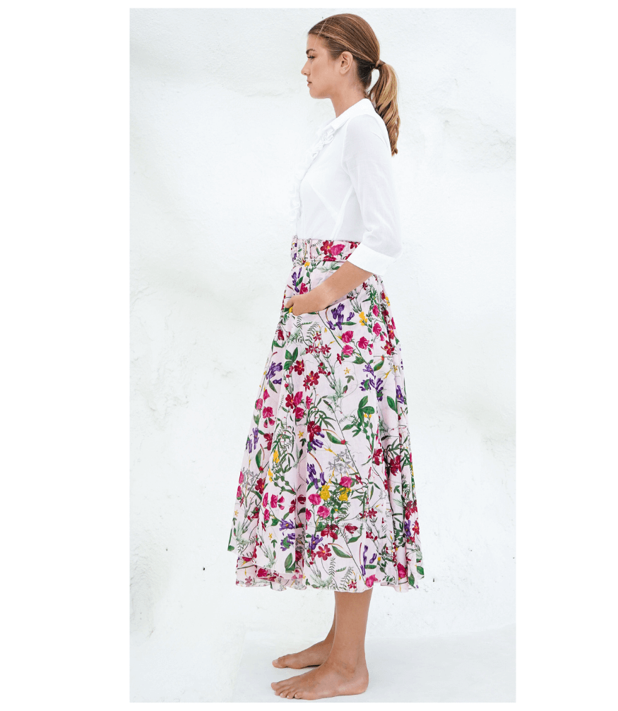 Aster Skirt Light Nude Midi Skirt