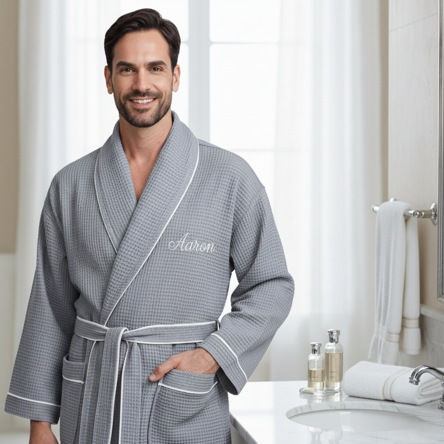 Robe Masculino de Waffle Premium