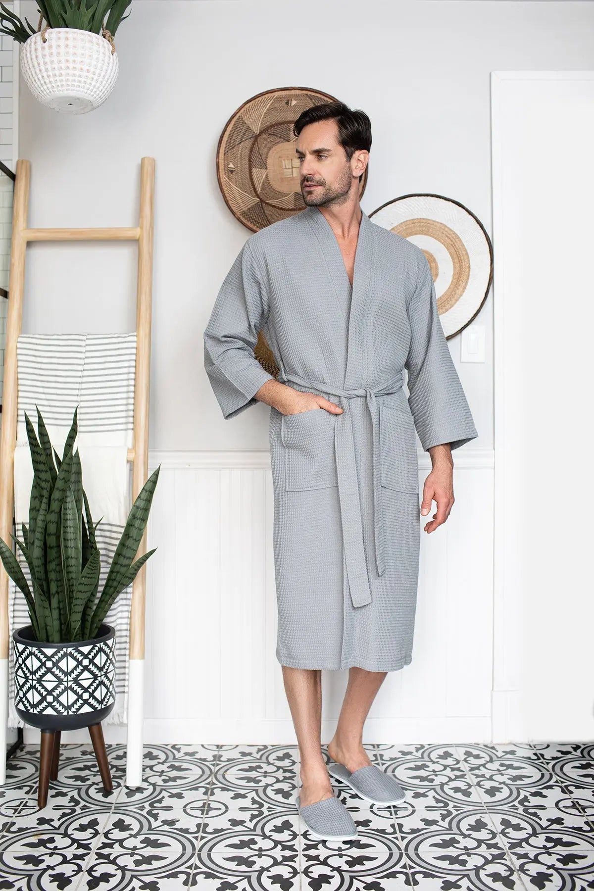 Roupão Waffle Spa para Homens - Absorvente, Leve