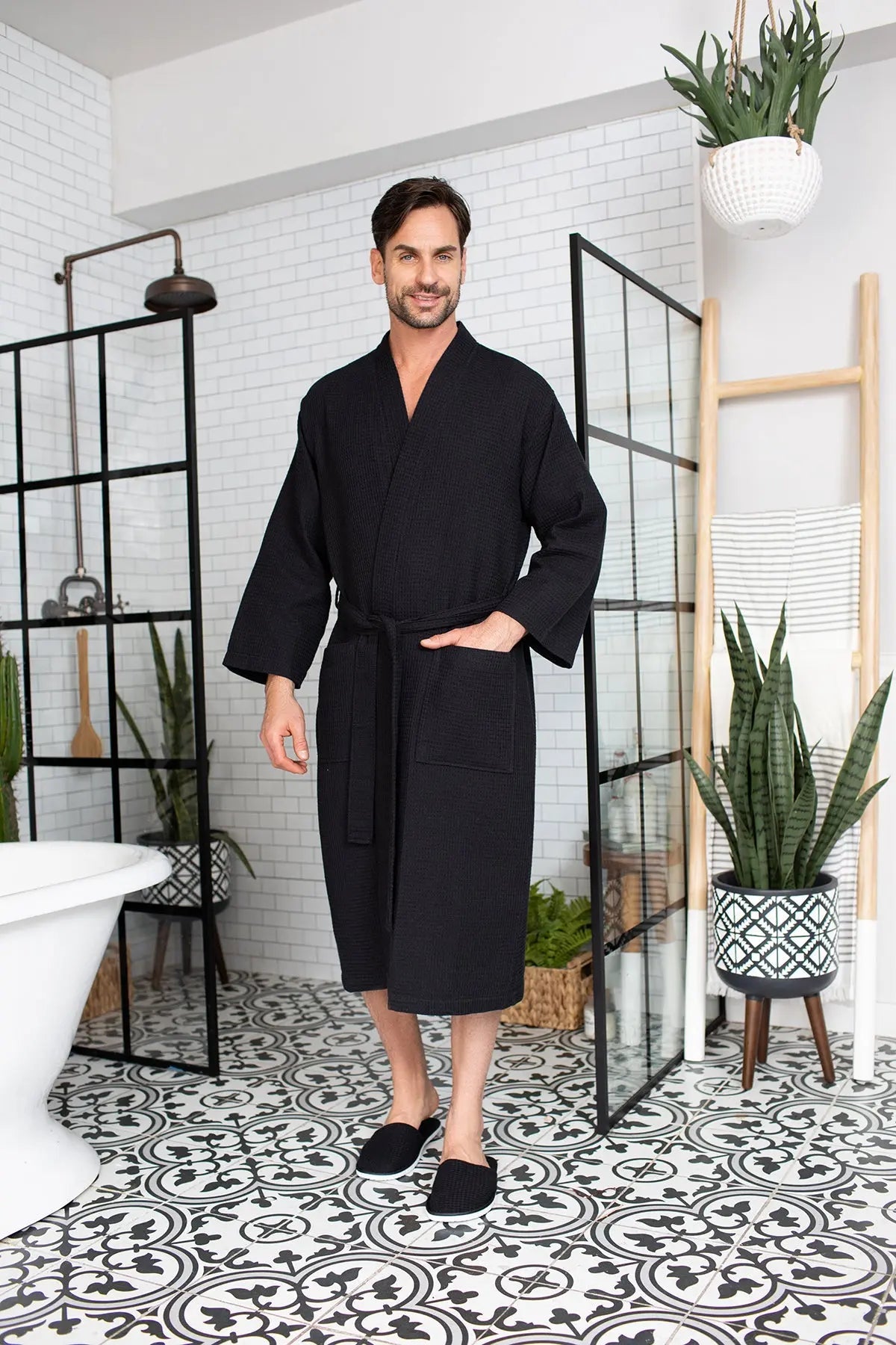 Roupão Waffle Spa para Homens - Absorvente, Leve