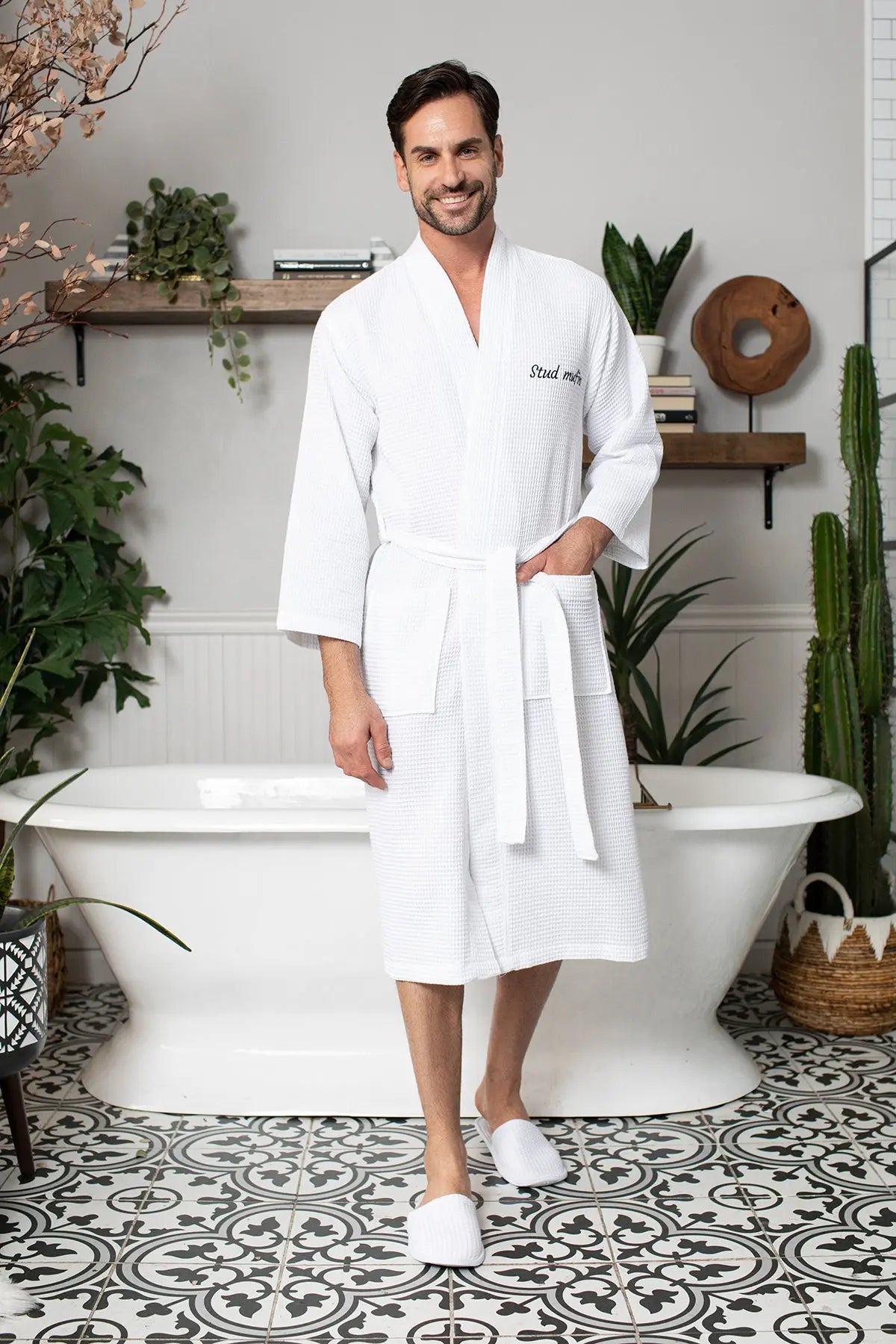 Roupão Waffle Spa para Homens - Absorvente, Leve