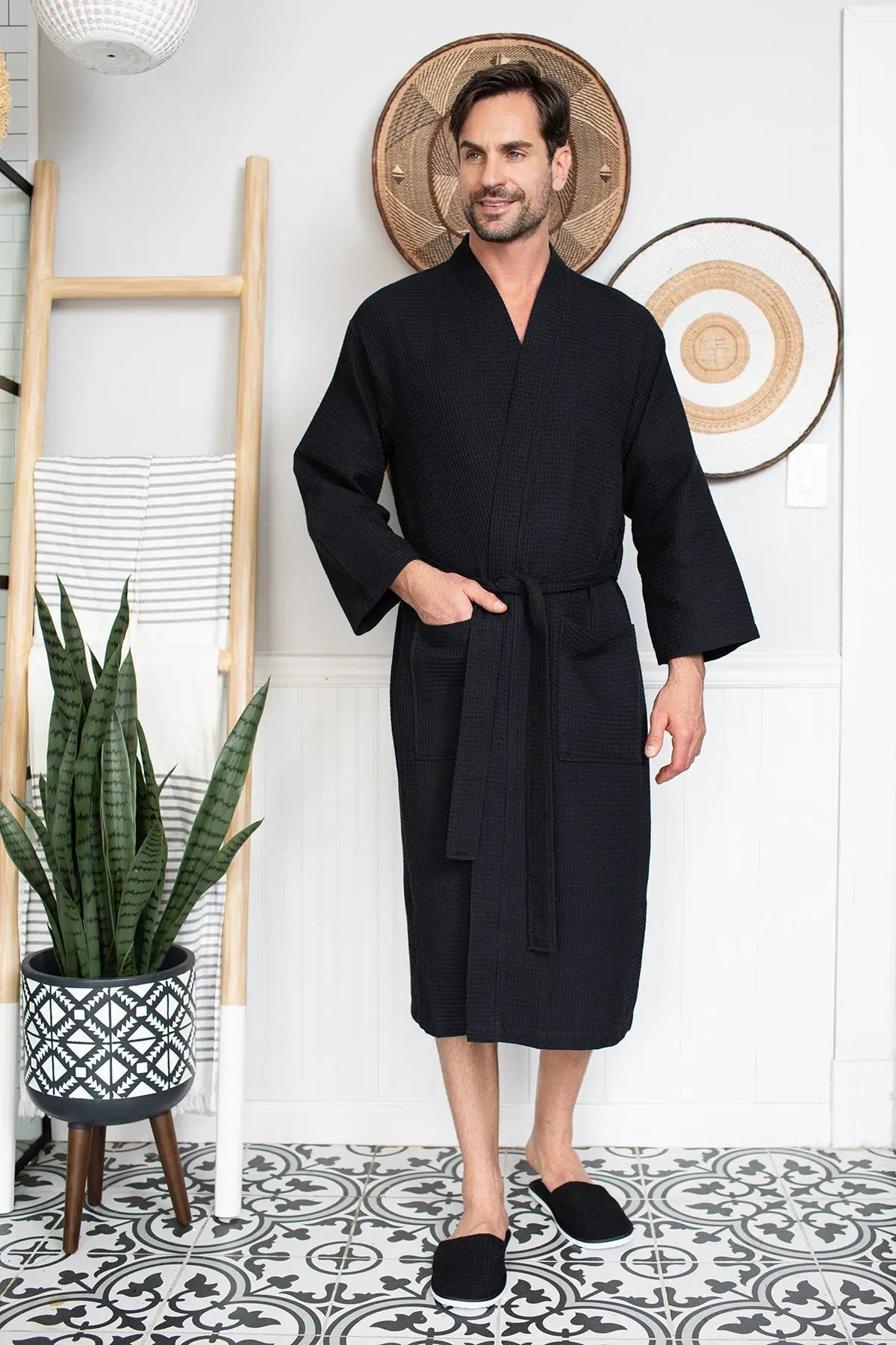 Roupão Waffle Spa para Homens - Absorvente, Leve