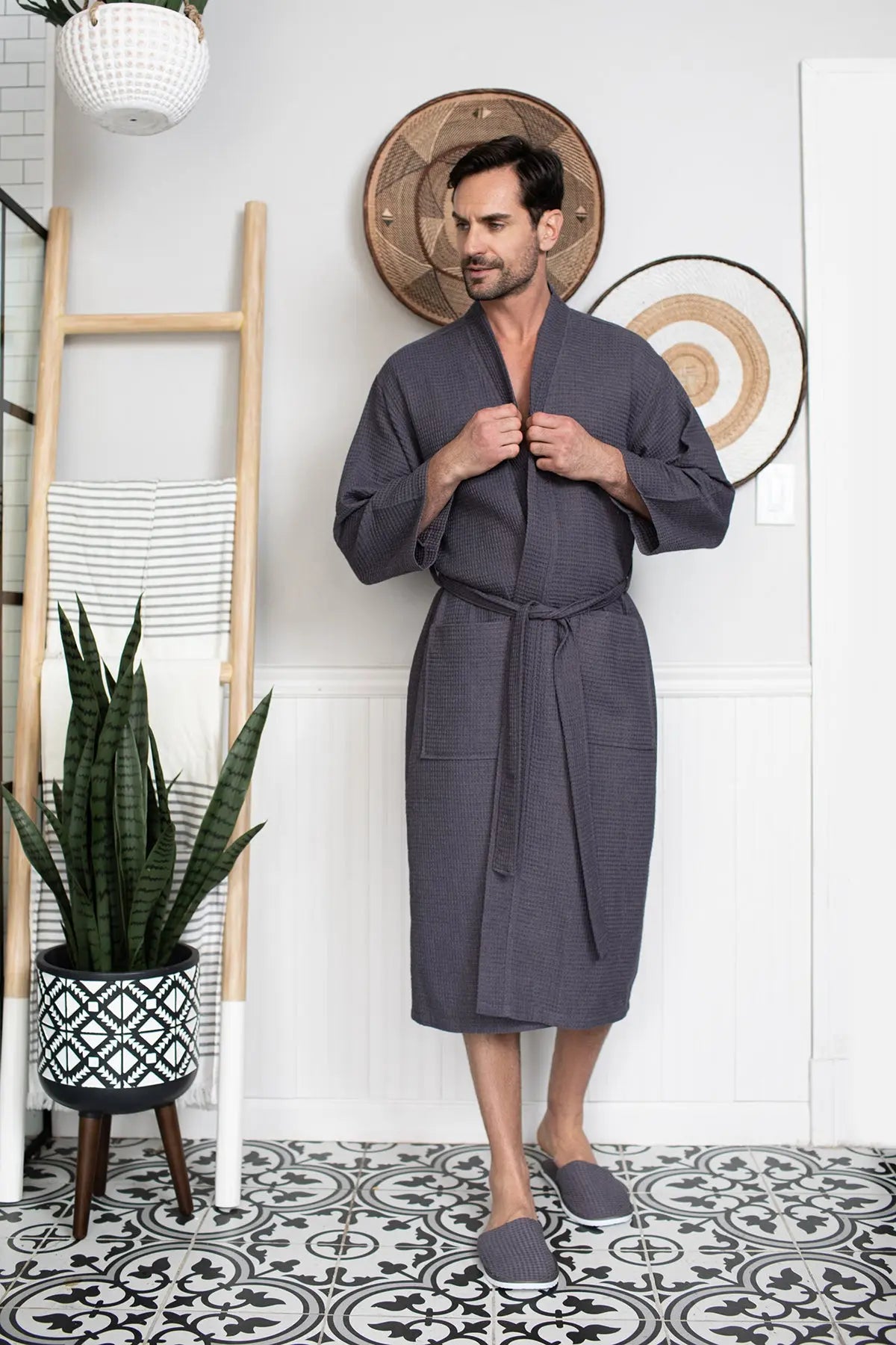 Roupão Waffle Spa para Homens - Absorvente, Leve