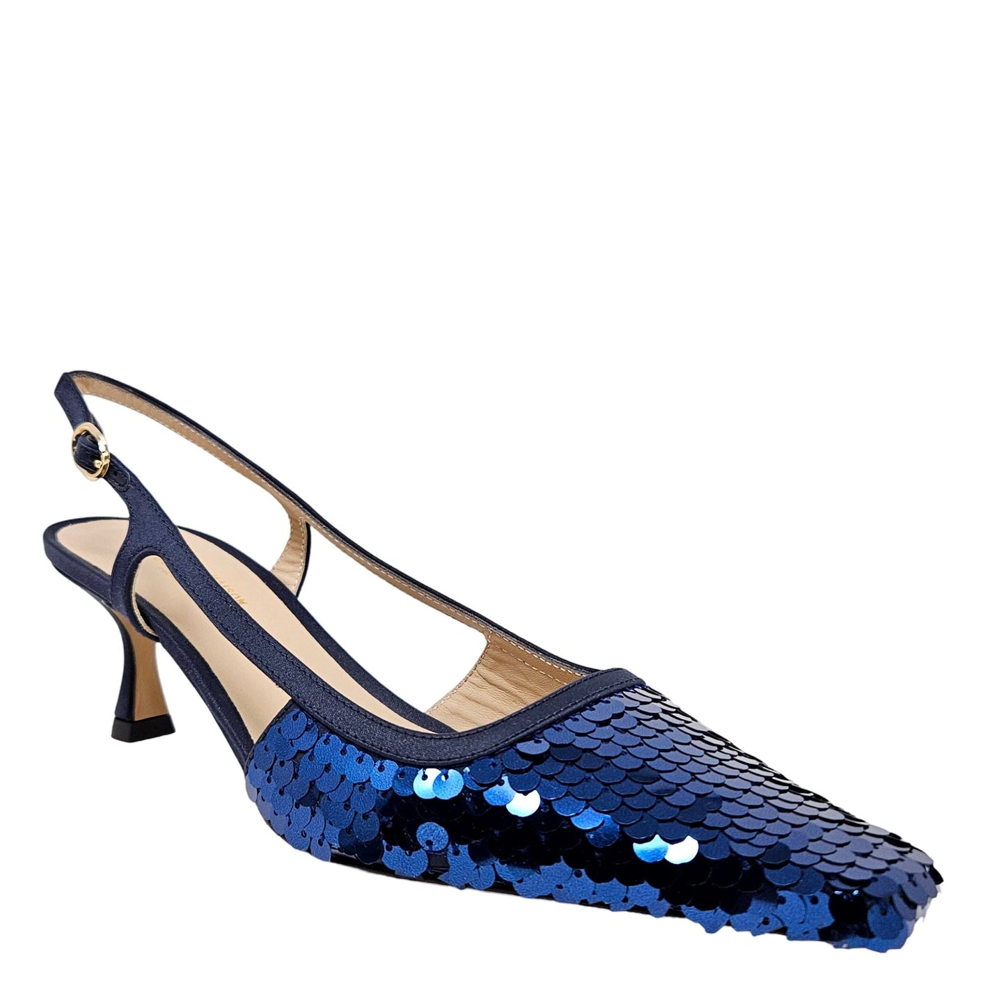Sapato Roberto Festa Navy Sequence Snip Toe Slingback