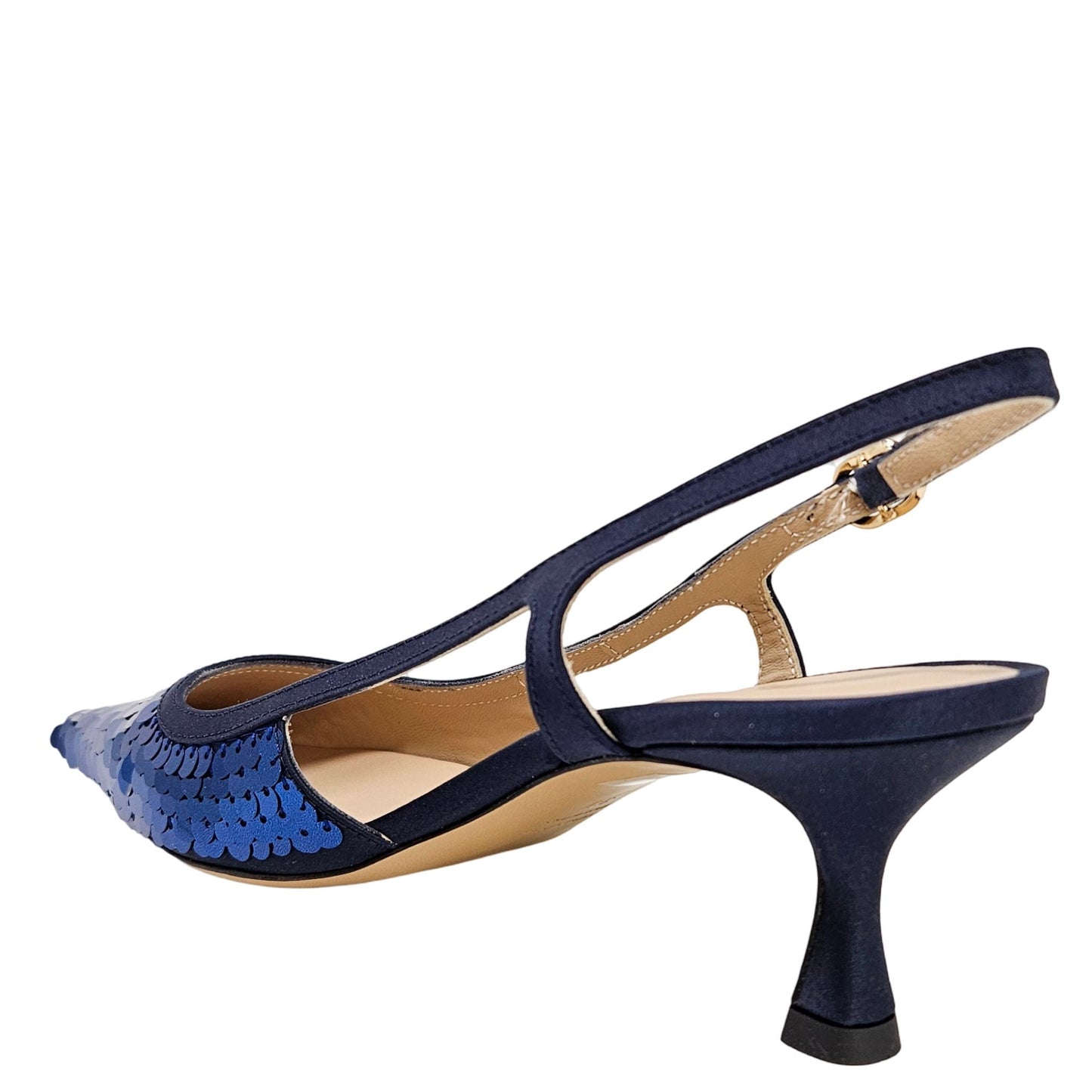 Sapato Roberto Festa Navy Sequence Snip Toe Slingback