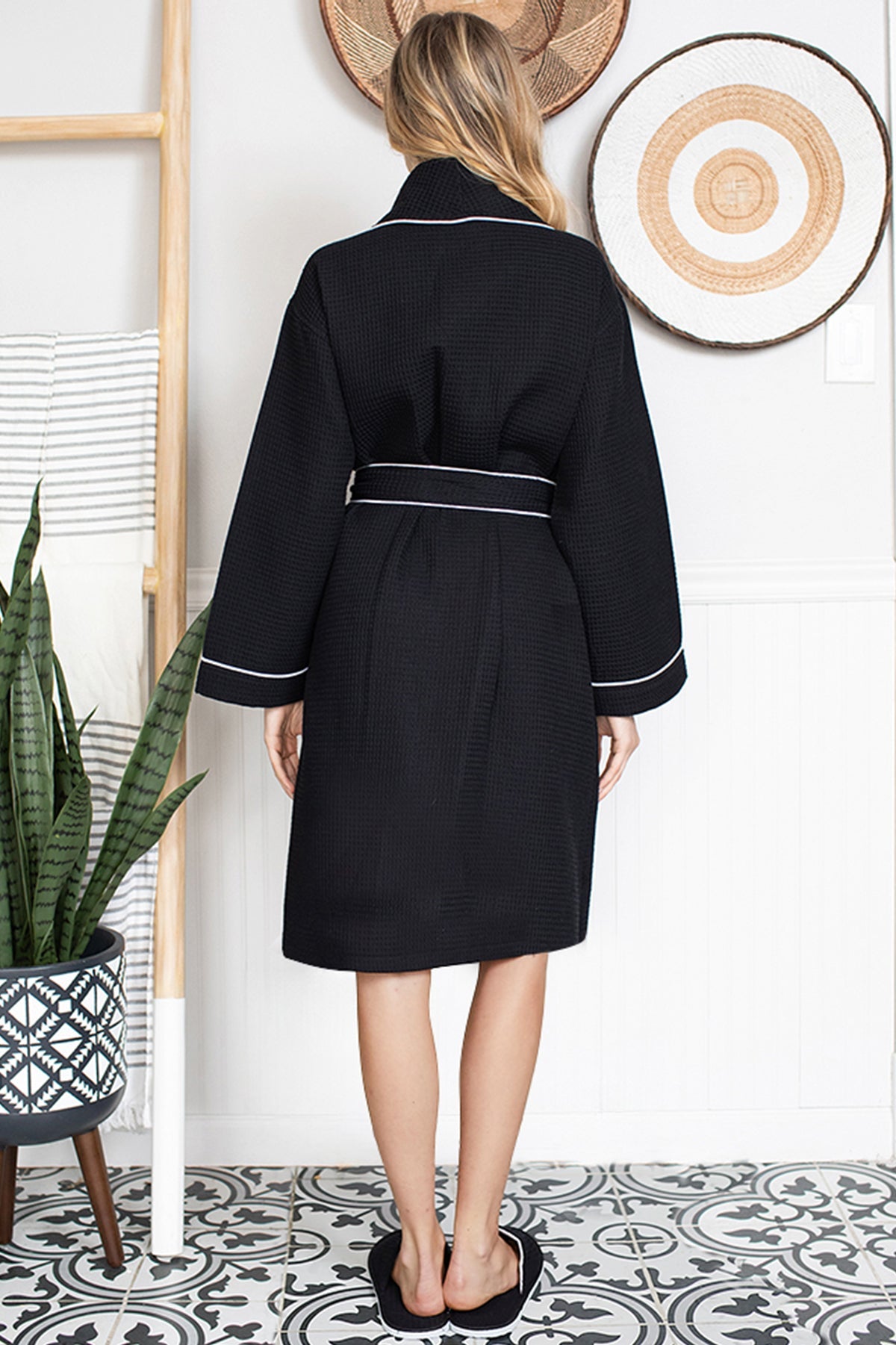 Robe Waffle Feminino na Altura do Joelho