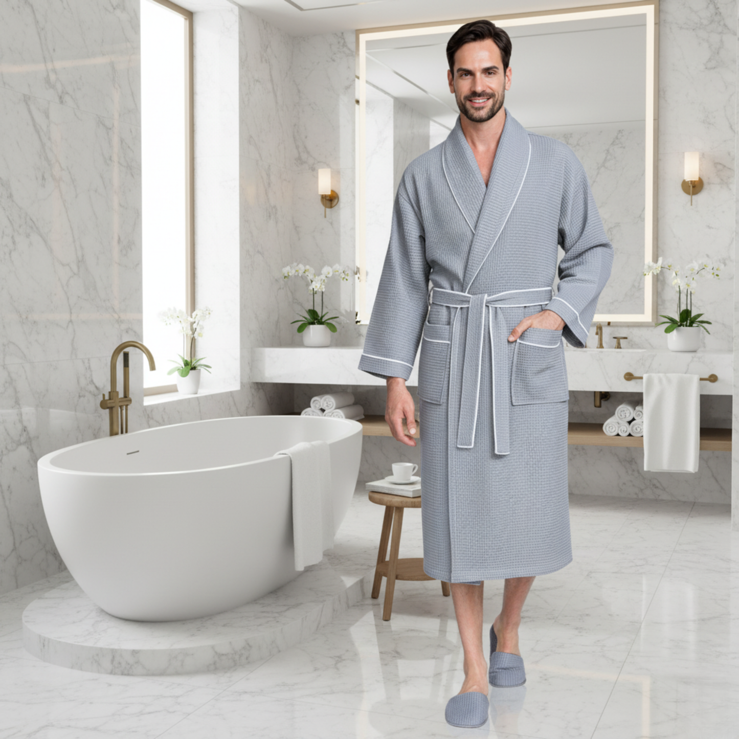 Robe Masculino de Waffle Premium