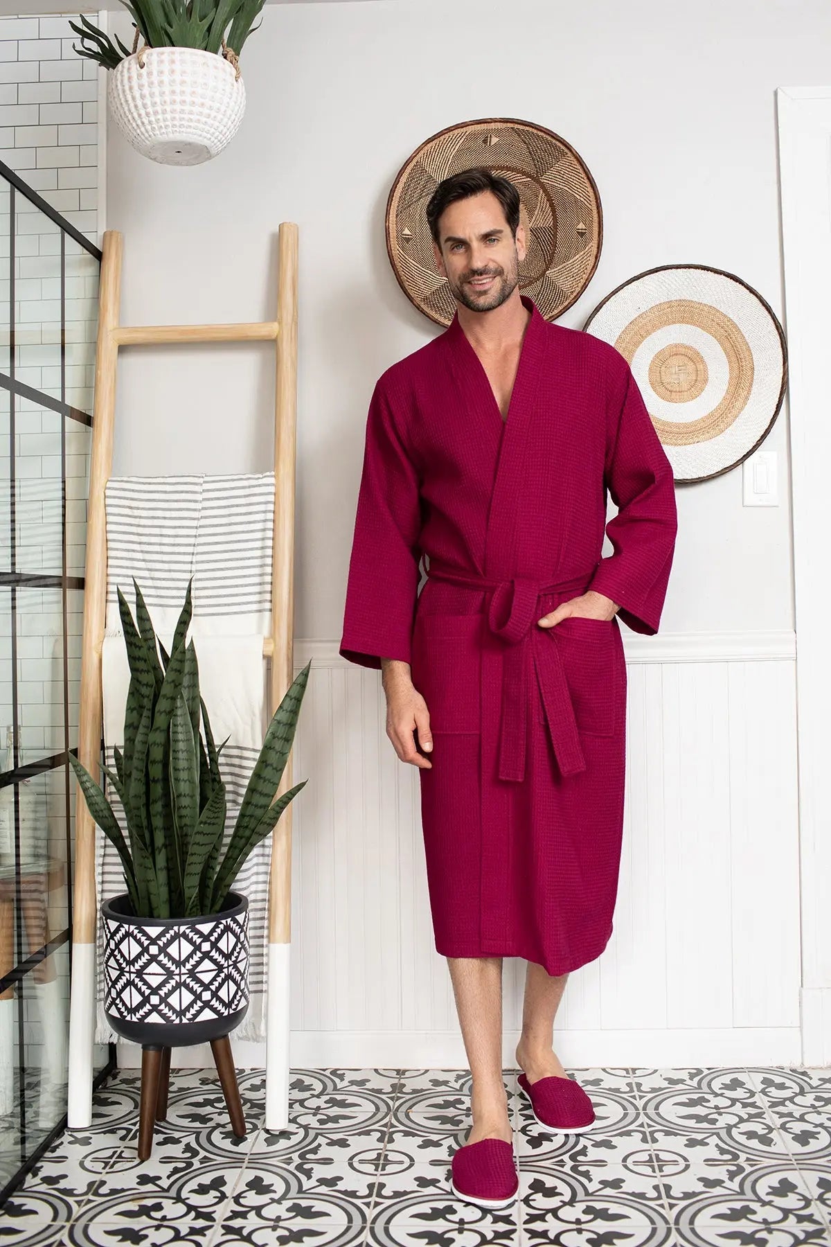 Roupão Waffle Spa para Homens - Absorvente, Leve