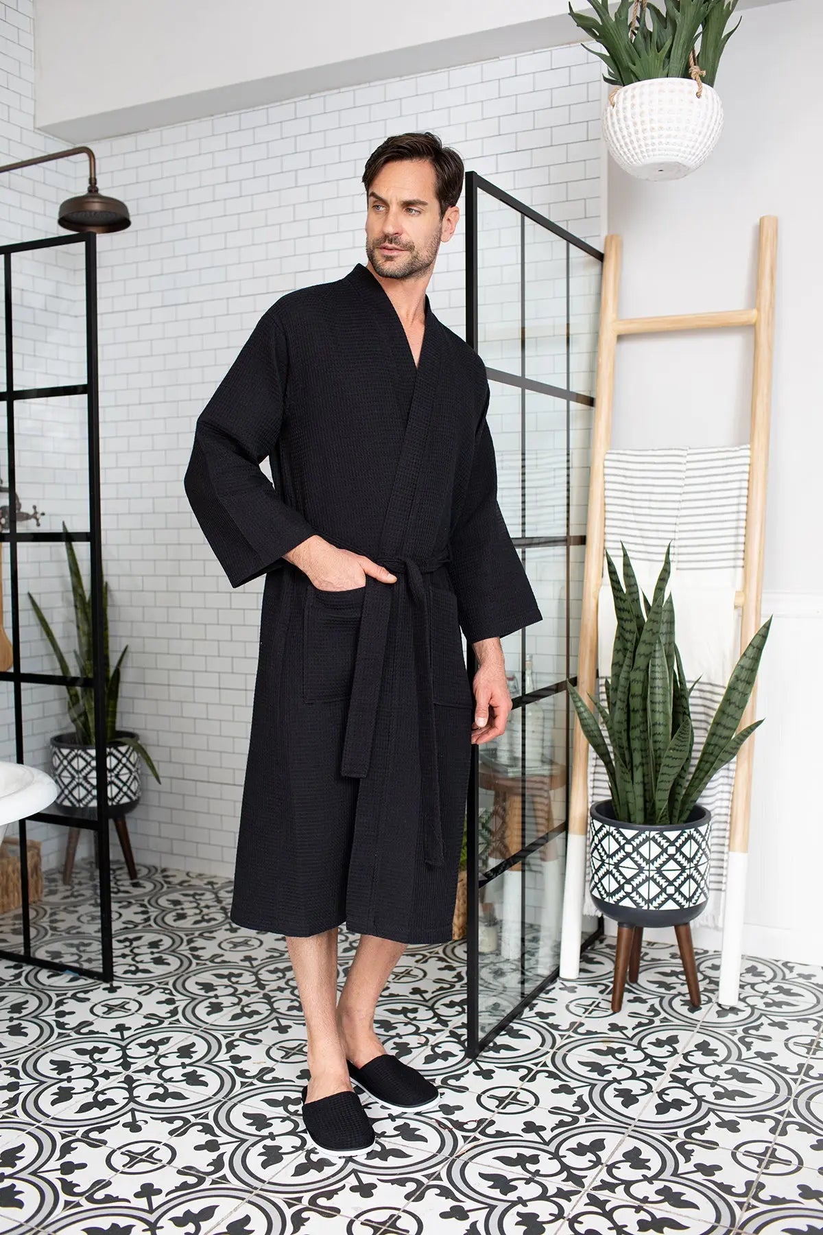 Roupão Waffle Spa para Homens - Absorvente, Leve