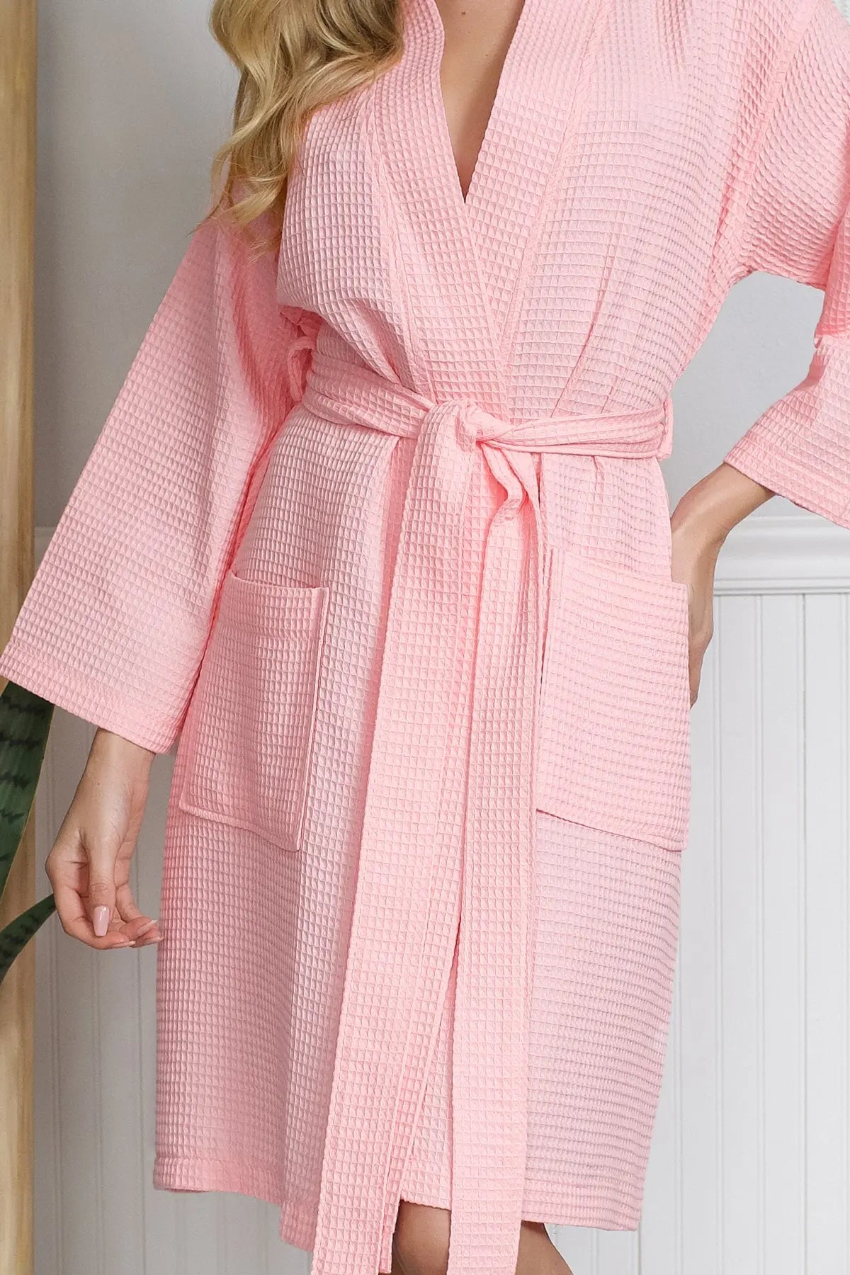 Robe Waffle Feminino na Altura do Joelho