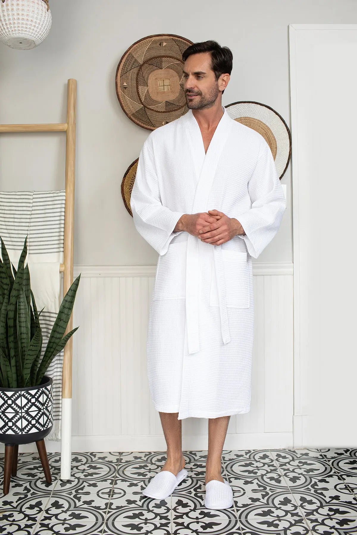 Roupão Waffle Spa para Homens - Absorvente, Leve